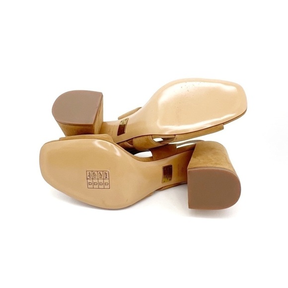Michael Kors Collection “Asher” Suede Heeled Sandals Camel Slingback Size 9 New - Picture 6 of 11